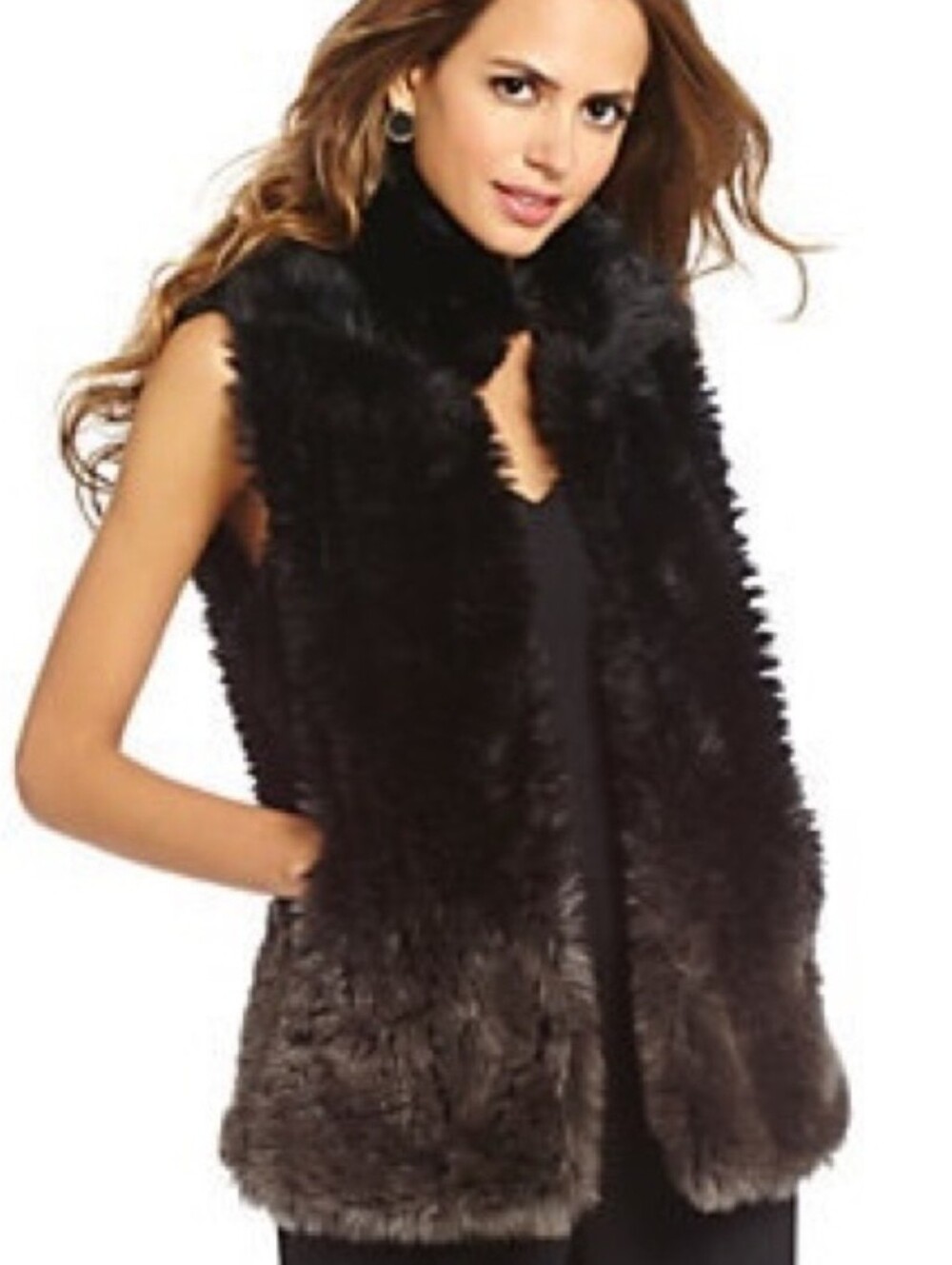 Black Faux Fur Vest Gianni Bini